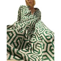 Women's Regular Dress Streetwear Turndown Printing Long Sleeve Geometric Maxi Long Dress Holiday Daily main image 2