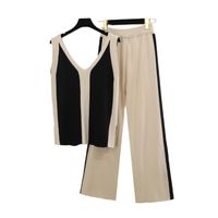 Daily Women's Elegant Color Block Polyester Contrast Binding Pants Sets Pants Sets main image 2