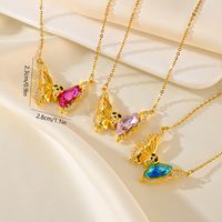 Titanium Steel 18K Gold Plated Fairy Style Modern Style Classic Style Inlay Butterfly Zircon Pendant Necklace main image 2