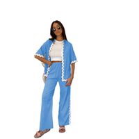 Täglich Frau Einfacher Stil Einfarbig Polyester Hosen-Sets Hosen-Sets main image 2