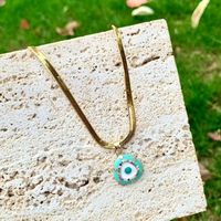 304 Stainless Steel Copper 18K Gold Plated IG Style Simple Style Enamel Inlay Triangle Devil's Eye Pendant Necklace main image 4