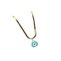 304 Stainless Steel Copper 18K Gold Plated IG Style Simple Style Enamel Inlay Triangle Devil's Eye Pendant Necklace main image 3