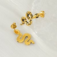 1 Pair IG Style Simple Style Snake Inlay 304 Stainless Steel Zircon 18K Gold Plated Ear Studs main image 4