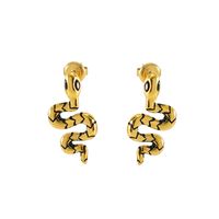 1 Pair IG Style Simple Style Snake Inlay 304 Stainless Steel Zircon 18K Gold Plated Ear Studs main image 7