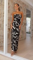 Women's Sheath Dress Sexy Strapless Printing Backless Sleeveless Geometric Maxi Long Dress Daily Beach main image 3