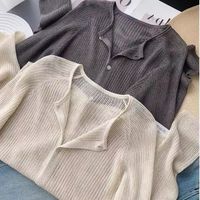 Women's Cardigan Long Sleeve Blouses Vacation Solid Color main image 1
