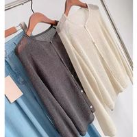 Women's Cardigan Long Sleeve Blouses Vacation Solid Color main image 2