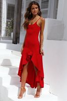 Women's Strap Dress Simple Style Strap Ruffles Sleeveless Solid Color Midi Dress Weekend Banquet Date main image 7
