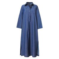 Women's Regular Dress Classic Style Turndown Button Long Sleeve Solid Color Maxi Long Dress Daily main image 2