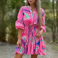 Women's Regular Dress Vacation V Neck Printing 3/4 Length Sleeve Printing Midi Dress Holiday Daily main image 4