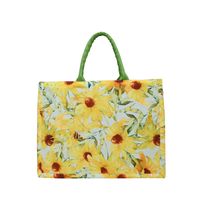 Mujeres Grande Lienzo Flor Estilo Vintage Cremallera Bolso De Mano sku image 2