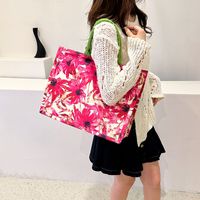 Women's Large Canvas Flower Vintage Style Zipper Tote Bag main image 5