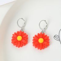 1 Pair Casual Sweet Flower Alloy Resin Drop Earrings sku image 3
