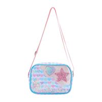 Kid‘s Medium Glitter Polyester Star Heart Shape Cute Square Zipper Crossbody Bag sku image 3