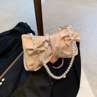 Women's Medium Pu Leather Solid Color Streetwear Beading Bowknot Zipper Shoulder Bag main image 10