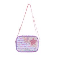 Kid‘s Medium Glitter Polyester Star Heart Shape Cute Square Zipper Crossbody Bag main image 3