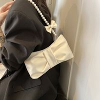 Women's Medium Pu Leather Solid Color Streetwear Beading Bowknot Zipper Shoulder Bag main image 9