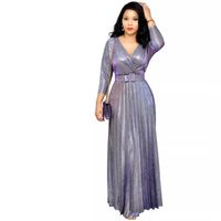 Women's Swing Dress Sexy V Neck Long Sleeve Solid Color Maxi Long Dress Banquet Daily Date main image 2