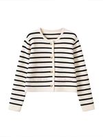 Women's Knitwear Long Sleeve Sweaters & Cardigans Button Yarn-Dyed Streetwear Stripe main image 2