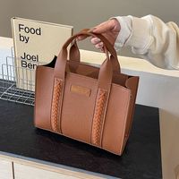 Women's Large Pu Leather Solid Color Streetwear Zipper Tote Bag main image 6