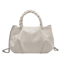 Women's Medium Pu Leather Solid Color Vintage Style Classic Style Zipper Ruched Bag sku image 4