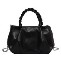 Women's Medium Pu Leather Solid Color Vintage Style Classic Style Zipper Ruched Bag sku image 1