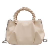 Women's Medium Pu Leather Solid Color Vintage Style Classic Style Zipper Ruched Bag sku image 7