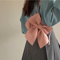 Women's Medium Pu Leather Solid Color Cute Bowknot Zipper Underarm Bag sku image 1
