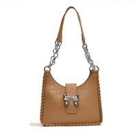 Women's Medium Pu Leather Solid Color Bow Knot Streetwear Lock Clasp Shoulder Bag main image 3
