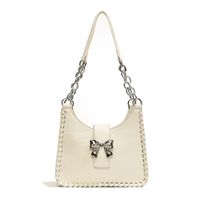 Women's Medium Pu Leather Solid Color Bow Knot Streetwear Lock Clasp Shoulder Bag main image 4