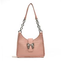 Women's Medium Pu Leather Solid Color Bow Knot Streetwear Lock Clasp Shoulder Bag sku image 4