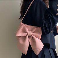 Women's Medium Pu Leather Solid Color Cute Bowknot Zipper Underarm Bag main image 4