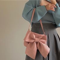 Women's Medium Pu Leather Solid Color Cute Bowknot Zipper Underarm Bag main image video