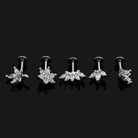 1 Piece Ear Cartilage Rings & Studs Simple Style Crown Butterfly 316L Stainless Steel  Flowers Butterfly Zircon Lip Rings Ear Cartilage Rings & Studs main image 3