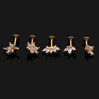 1 Piece Ear Cartilage Rings & Studs Simple Style Crown Butterfly 316L Stainless Steel  Flowers Butterfly Zircon Lip Rings Ear Cartilage Rings & Studs main image 4