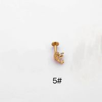 1 Piece Ear Cartilage Rings & Studs Simple Style Crown Butterfly 316L Stainless Steel  Flowers Butterfly Zircon Lip Rings Ear Cartilage Rings & Studs sku image 10