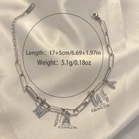 304 Stainless Steel Copper White Gold Plated Elegant MAMA Simple Style Inlay Letter Zircon Bracelets main image 11