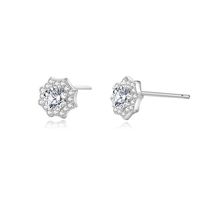 1 Pair Elegant Lady Classic Style Star Flower Plating Inlay Sterling Silver Zircon Ear Studs main image 5