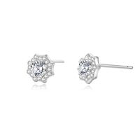 1 Paire Élégant Dame Style Classique Star Fleur Placage Incruster Argent Sterling Zircon Boucles D'Oreilles main image 5