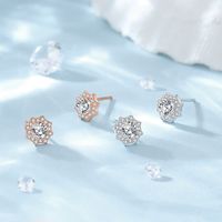 1 Pair Elegant Lady Classic Style Star Flower Plating Inlay Sterling Silver Zircon Ear Studs main image 7