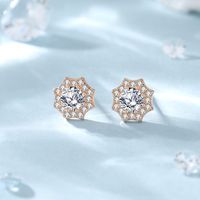 1 Pair Elegant Lady Classic Style Star Flower Plating Inlay Sterling Silver Zircon Ear Studs main image 4