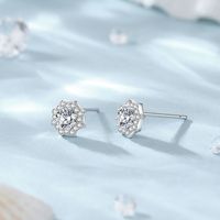1 Pair Elegant Lady Classic Style Star Flower Plating Inlay Sterling Silver Zircon Ear Studs main image 3