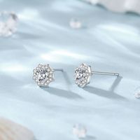 1 Paire Élégant Dame Style Classique Star Fleur Placage Incruster Argent Sterling Zircon Boucles D'Oreilles main image 3