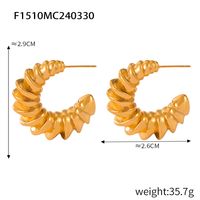 1 Paire Élégant À La Française Style Simple Forme C Acier Au Titane Plaqué Or 18K Boucles D'Oreilles sku image 2