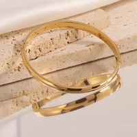 304 Stainless Steel Gold Plated Casual Luxurious Simple Style Plating Solid Color Bangle main image 1
