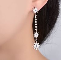 1 Pair IG Style Shiny Star Chain Inlay Copper Zircon Drop Earrings sku image 1