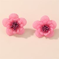 1 Pair Cute Lady Sweet Flower Inlay Cloth Artificial Pearls Ear Studs main image 10