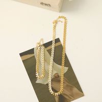 Copper 18K Gold Plated IG Style Hawaiian Modern Style Leaves Grain Bracelets Necklace main image 3