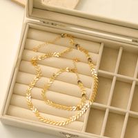Copper 18K Gold Plated IG Style Hawaiian Modern Style Leaves Grain Bracelets Necklace main image 7