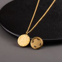304 Stainless Steel 18K Gold Plated Casual Modern Style Commute Polishing Carving Letter Pendant Necklace main image 1